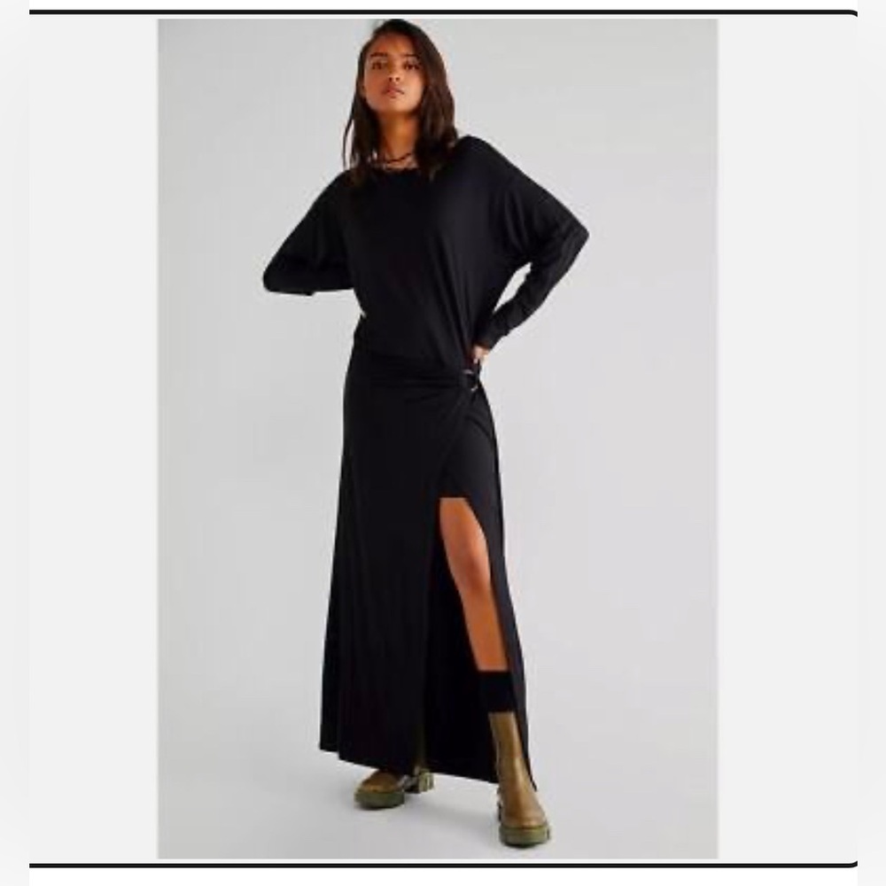 NWT Free People Alyssa Wrap Dress Black Size Small